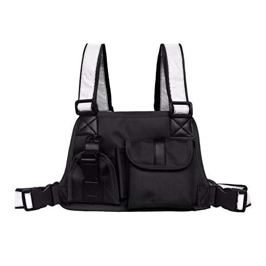 EFINNY Hombres Mujeres Chaleco táctico Bolso en el Pecho Correa Reflectante Arnés de Radio en el Pecho Paquete Delantero Funda Funda Chaleco Militar Bolso de Aparejo
