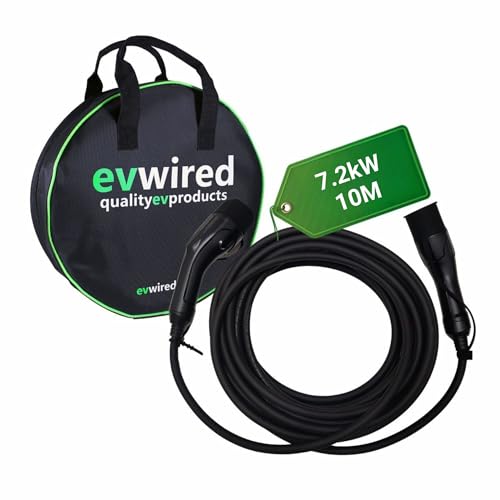 EV Wired Type 2 to Type 2 10 metre EV charging cable 32A 7kW single phase with free carry case