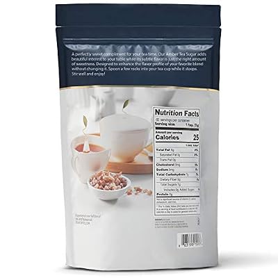 Tea Forte Natural Amber Hue Beet Rock Sugar Crystals for Tea and Coffee, Dissolves Quickly, Vegan and Non-GMO, Resealable 1 Pound Bag