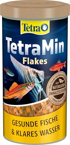 TetraMin Flakes - Fischfutter in Flockenform für alle Zierfische, ausgewogene Mischung für gesunde Fische und klares Wasser, 1 L Dose