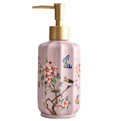 SELLONWANELO Floral Dish Hand Soap Dispenser Pump Liquid Lotion Bottle Bathroom Kitchen Pink
