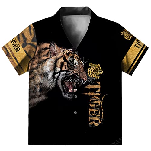 Chemise à manches courtes homme style hip-hop streetwear motif tigre 3D tendance été C-5 M