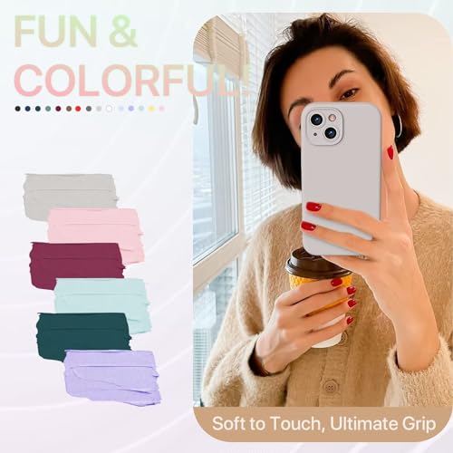 Image of GOODVISH Compatible with iPhone 15 Case, Silicone Upgraded [Enhanced Camera Protection] Phone Case with [2 Screen Protectors], Soft Anti-Scratch Microfiber Lining Inside, 6.1 inch, Rock Gray