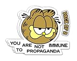 Imperial Vibes | Garfield You are Not Immune to Propaganda Sticker Decal for Windows, Bumpers, Lapto
