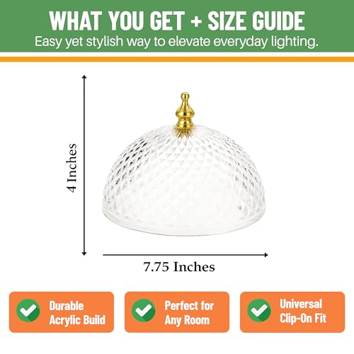 Image of Evelots Clip-On Light Shade for Ceiling Bulbs & Lamps, Diamond-Cut Acrylic | Antique-style acrylic shade clips directly onto compatible bulbs for easy installation & adds decorative sparkle to any room.