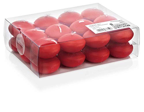 INNA-Glas Paquete de 24 Velas flotantes/Velas para baño Ornella, Rojo, Ø4,5cm, 4h - Velas de té - Juego de candelitas