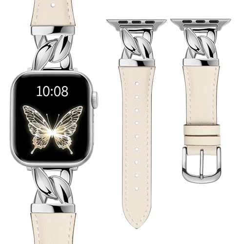 Bracelet Apple Watch cuir véritable fin iWatch Series 11 10 9 8 7 SE