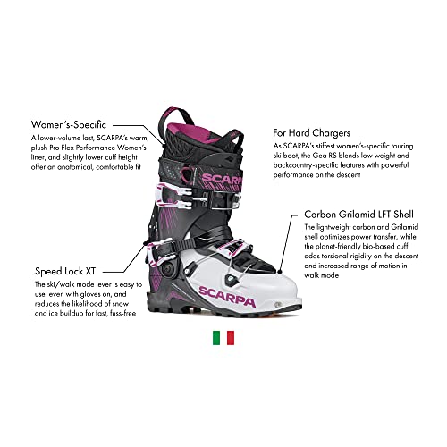 Scarpa Women's Gea Rs Alpine Touring Ski Boots For Backcountry And Downhill Skiing - White/Black/Rouge - 24.5 #TOP1