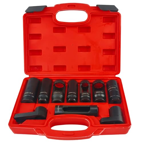 YuYBrightmi 10-Piece Oxygen Sensor Socket Set – Universal O2 Sensor Removal Tool Kit for Cars & Trucks – Includes Oxygen Sensor Wrench & Sockets – Durable O2 Sensor Tool Set