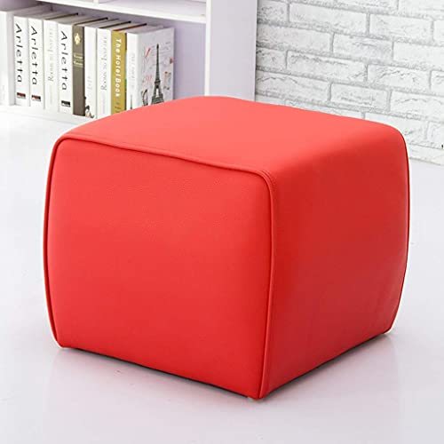 Tabouret de coiffeuse pouf moderne rouge grand carré
