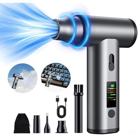AX2V Compressed Air Duster-Mini LED Display Electric Air Duster-110000RPM Aluminum Rechargeable Turbo Fan Blower, Cordless Portable Mini Blower for Keyboard,PC,Vacuum Storage, Outdoor,Home and Car! Cover