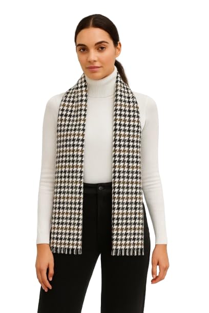 essentiele Women’s Soft Woven Winter Muffler – Classic Houndstooth Pattern-picture-10