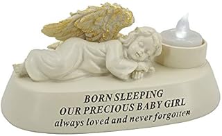 Born Sleeping Baby Girl Angel with Tealight Memorial Graveside Ornament