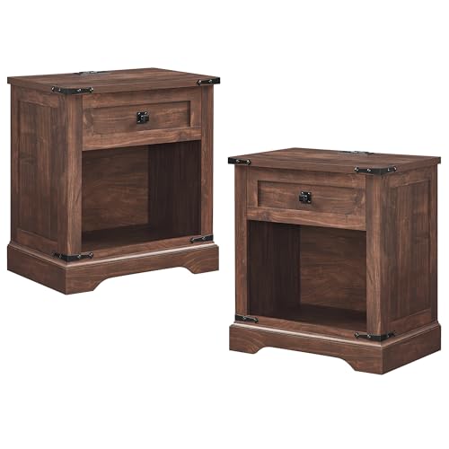 T4TREAM 24" Farmhouse Nightstand with Charging Station Set of 2,