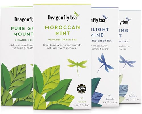 Dragonfly Tea Green Collection, 4x20 (80 Teabags) Organic Herbal ...