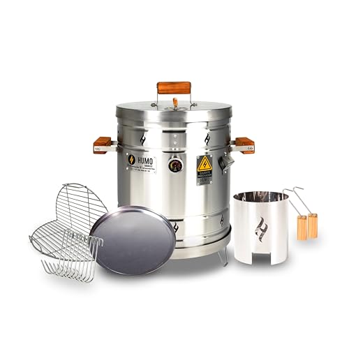 Barril Barbacoa Pequeño12 Libras (6 kilos)- Acero Inoxidable 304 y 430, Cocción sin Humo - Incluye Parrilla, Ganchos, Cenicero y Termómetro - Hasta 6 Personas