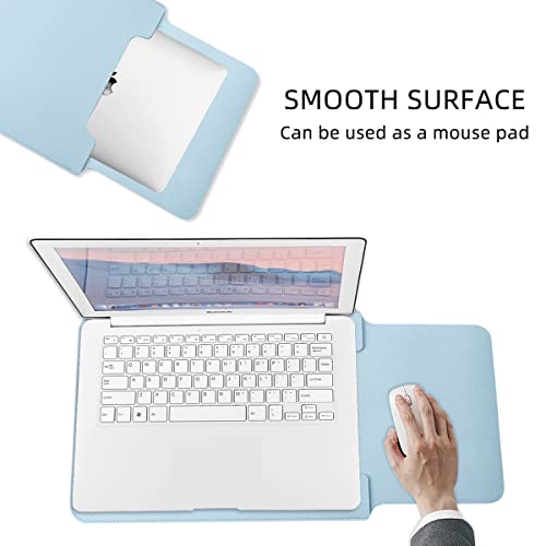 Cute Duck Laptop Sleeves, Blue Faux Leather Cover Case For Women Girls, Compatible With Macbook Pro 14 2021/Air 13 2010-2017/Pro 13 2012-2016, Duck A/Blue, 14 Inches (14.2*10.7 Inches) #TOP4