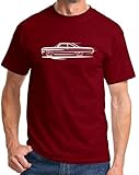 1964 Ford Galaxie 500 Hardtop Redline Series Classic Print Tshirt X-Large Maroon