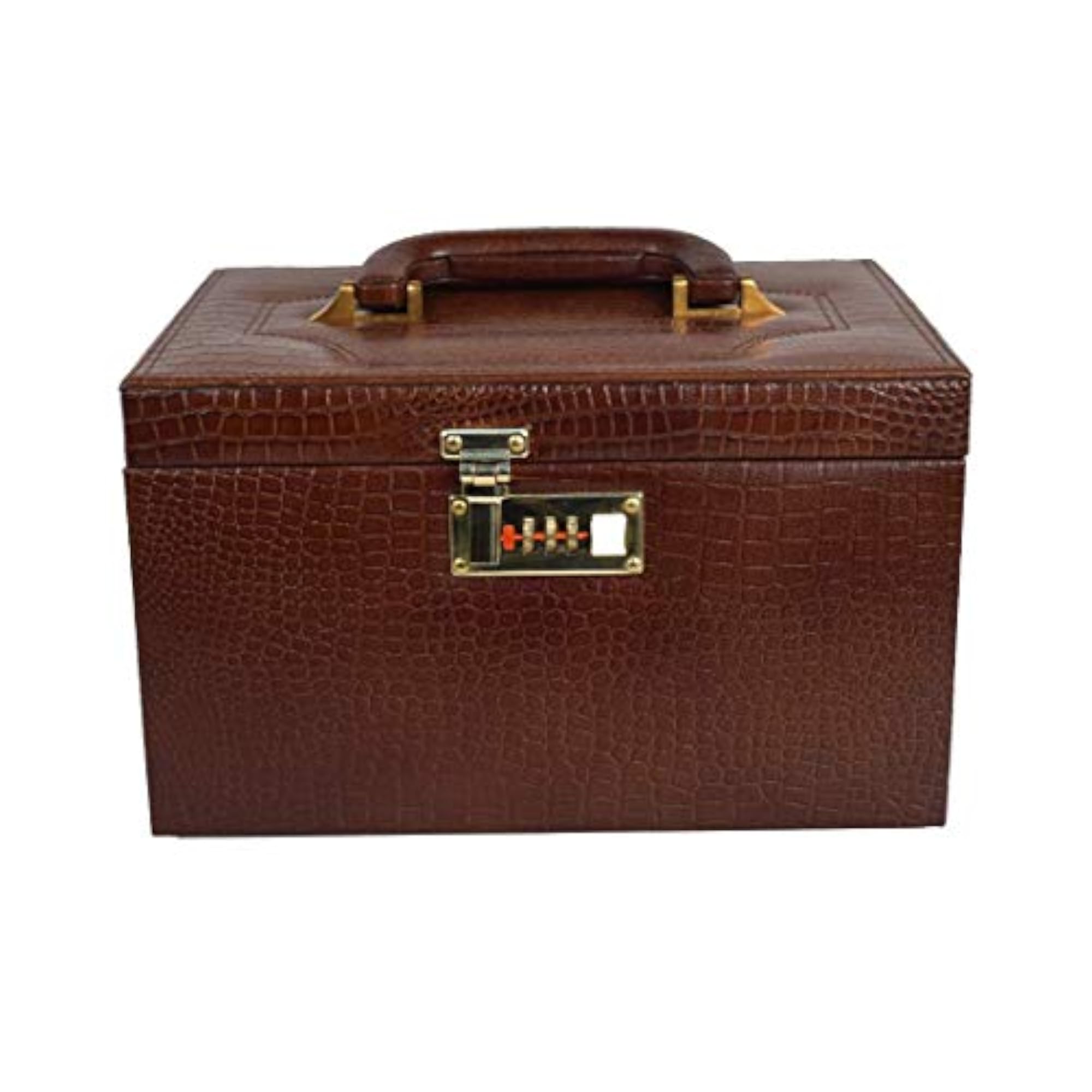 Genuine Four Tray Vanity Jewellery Box with Combination Lock