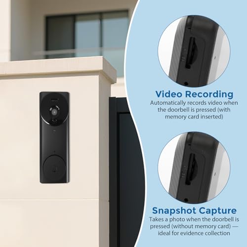 Timbre Video Inalámbrico, Timbre WiFi con Monitor en Color de 4,3", Intercomunicador de Audio Bidireccional y Videollamada, Vista en Directo, Visión Nocturna, Gran Angular 120°, Timbre sin App & WiFi - imagen 5