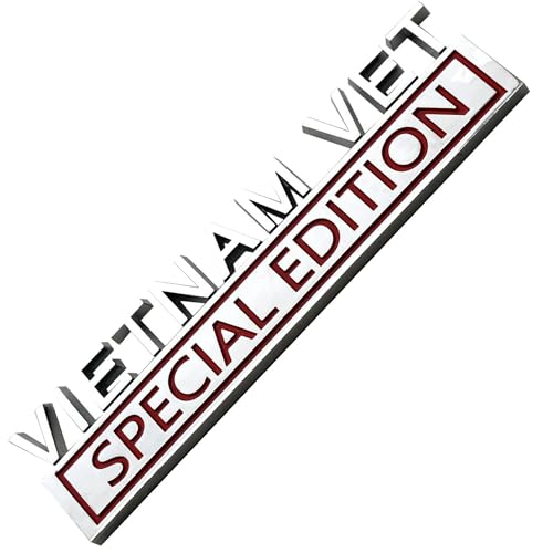 Image of Generic Vietnam Vet Special Edition Emblem with Strong Adhesive, Vietnam Vet Special Car Emblem 3D Badge Decal Car Truck Replacement Compatible with Universal Vehicle, Car, Truck, SUV (Silver Red)