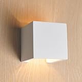 Isolicht Gips Wandleuchte, Gipslampe mit G9 Stiftsockellampe, Wandlampe quadratisch, Innenbeleuchtung, streichbar, Würfelleuchte, modernes Design, Wand Licht