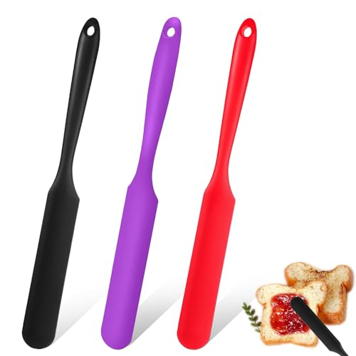Silicone Jar Spatula, 3Pcs Spatulas Kitchen Set, Heat Resistant Jam Spreader for Baking Mixing Cake Cream Butter Scraper