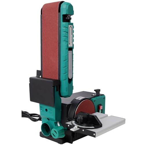 Benchtop Belt and Disc Sander - 4x36 Inch Belt & 6 Inch Disc 120V/60Hz Adjustable 0-90 Tilt & 0-45 Bevel Table Quick-Change Sandpaper for Woodworking & Metalworking Green (Model 1)