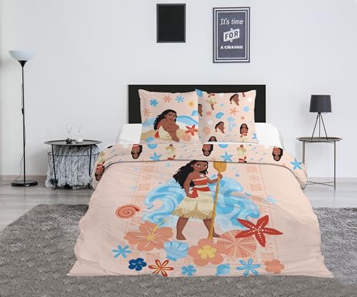 Aymax Parure de Lit Double Vaiana, 2 Personnes, Housse de Couette 200x200 cm + 2 Taies d'oreiller 65x65 cm, Polycoton