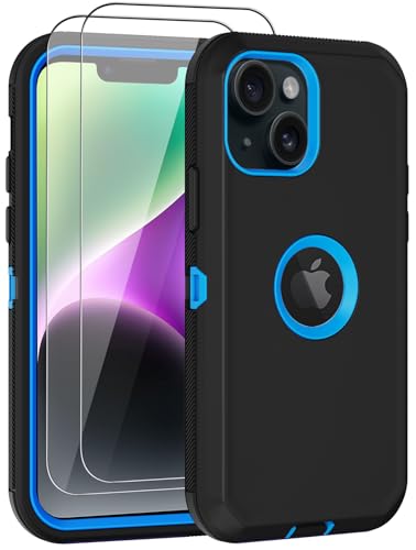 Aimoll-88 for iPhone 14 Case, with 2 Screen Protector Shockproof Military-Grade Protection, Full-Body Rugged an-Scratch Dropproof Heavy Duty Protective Cover for Apple iPhone 14 (Black/Blue)
