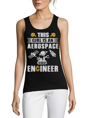 Débardeur ingénieur aérospatial pour femme en coton noir avec motif Saturne