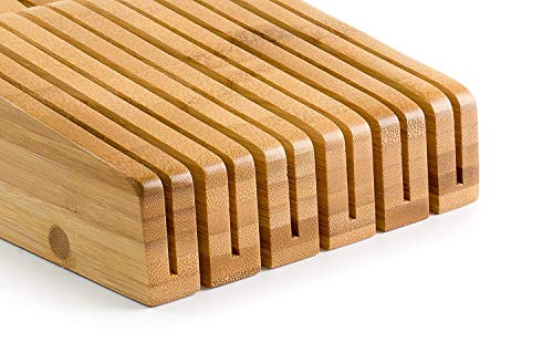 Bellemain 100% Pure Bamboo In Drawer Knife Block, Knife Organizer. Store Knives Safely With The Blades Down. Storage Solution For Your Kitchen, Drawer Knife Organizer #TOP4