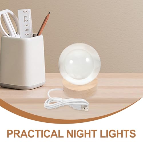 Lámpara de Mesa Nocturna Bola de Cristal 8cm USB miniatura 7