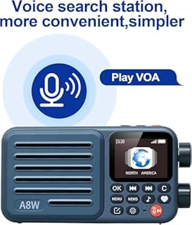 Choyong A8W Internet Radio, Portable Smart WIFI/4G Radio FM Receiver with 4K+ Pre-stored Stations, Voice Search, Rechargeable 2000mAh Battery, Alarm Clock, Micro SD Card