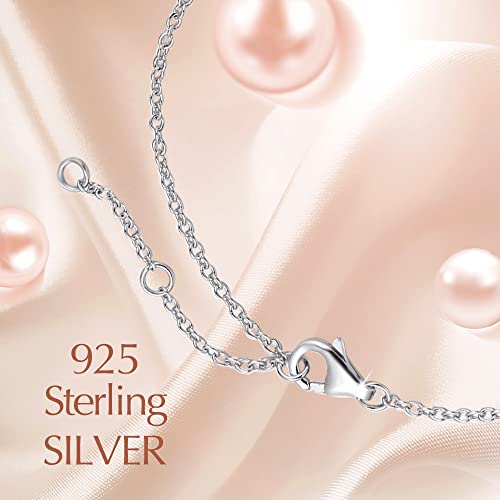 Fancime White Pearl Necklace Mothers Day Gift June Birthstone Necklace For Women, 925 Sterling Silver Dainty Infinity Pendant Fine Jewelry Birthday Gifts For Women Girls Mom Daughter, 16+2 Inch #TOP3