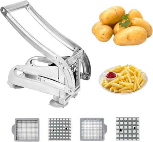 EVERGOODS Stainless Steel Potato Chipper & Slicer with – Non-Slip Base, Perfect for Air Fryer Fries