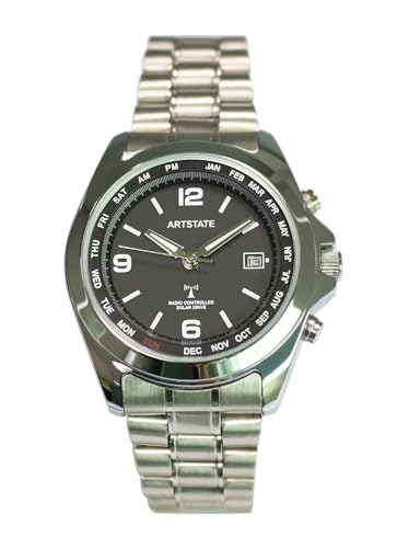 ARTSTATE AS0240 Solar Funk Quarz Herren Uhr Analog mit Edelstahl Armband (Black)