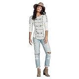 Lucky Brand Women's Geo Embroidered Top in Whisper White