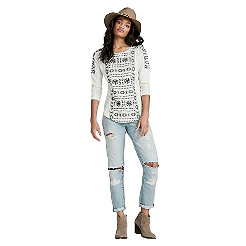 Lucky Brand Women's Geo Embroidered Top in Whisper White