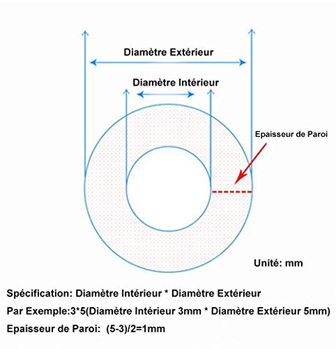 TEN-HIGH Gummischlauch aus Naturlatex, flexibler Gummischlauch für Katapult, Slingshot, elastische Teile, Länge 2 m, 5 x 7 mm (DI*DE), Dicke 1 mm