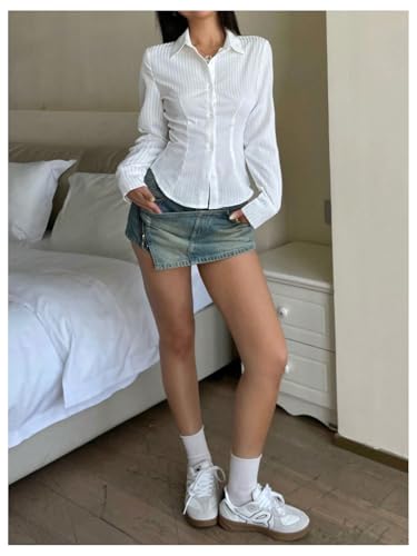 SweatyRocks Girl's Slim Fitted Button Down Work Blouse Top Elegant Dress Shirts4