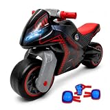 MOLTO – Rutschauto Furious schwarz für Kinder + Schutzausrüstung, Rennsport-Design für Jungen und Mädchen, leicht, stabil und bequem, sicheres Spielzeug für drinnen und draußen, ab 18 Monaten