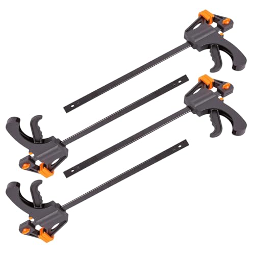 Image of Dunnet Tools 4 Pack 12" Inch Heavy Duty F Clamps For Woodwork And Metalwork - Multi Use Wood Clamps Hand Tools Ratchet Clamp For Wood Metal Plastic - Easy Use Quick Release Clamp With Nylon Head