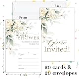 Creamy Rose Bridal Shower Invitation, Engagement Shower Invitation Cards, Ivory Eucalyptus Invite For Bridal Shower, 25 Double-Sided Fill in Invitations With Envelopes Celebration Party Supplies