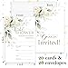 Creamy Rose Bridal Shower Invitation, Engagement Shower Invitation Cards, Ivory Eucalyptus Invite For Bridal Shower, 25 Double-Sided Fill in Invitations With Envelopes Celebration Party Supplies