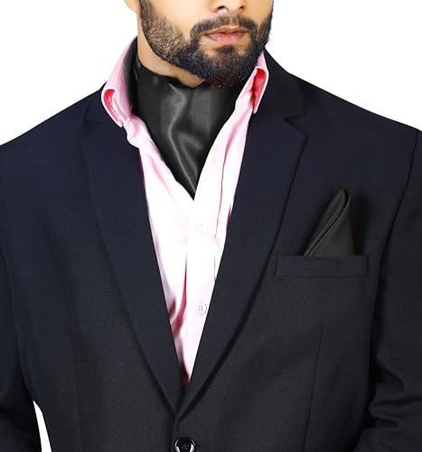 Image of BLACKSMITH Jacquard Microfiber Neckwear Ascot and Matching Pocket Square Set for Men