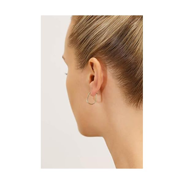 TILO JEWELRY 14k White Gold Small Rectangular Tube U-Shape Hoop Earrings - Image 4