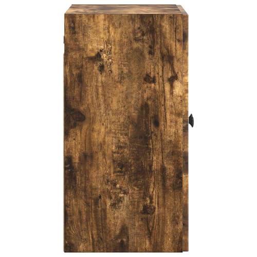 Armoire murale chêne fumé de rangement avec porte bois meuble suspendu