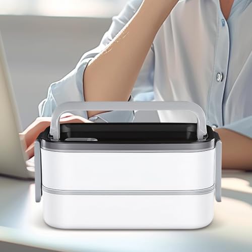 Fiambrera de acero inoxidable de 2 capas con mango para ensalada y refrigerio 3