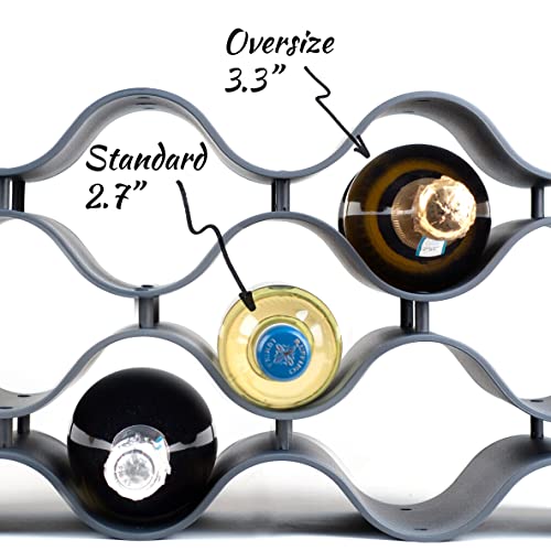 Bariboo Wine Rack. Stackable Countertop Wine Bottle Stand. 12 Bottles Wine Holder Organizer For Table Top, Pantry, Cabinet, Refrigerator. Wine Bar Quality Plastic Lightweight Storage (Black) #TOP2